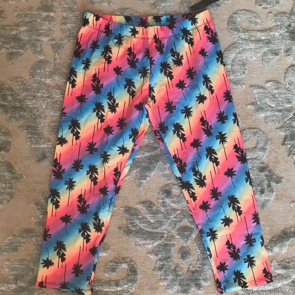 BRAND NEW Rainbow palm tree cropped leggings